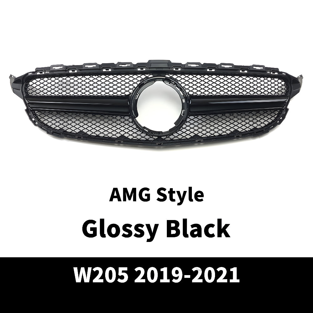FOR MERCEDES BENZ C-CLASS W205 14-18 FRONT GRILLE BLACK PANAMERICANA GT  STYLE
