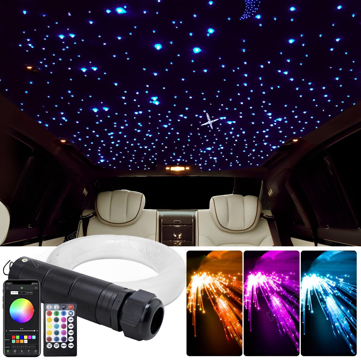 Car Roof Star Light Kit - RGB LED Lights, Multicolor Effects, App