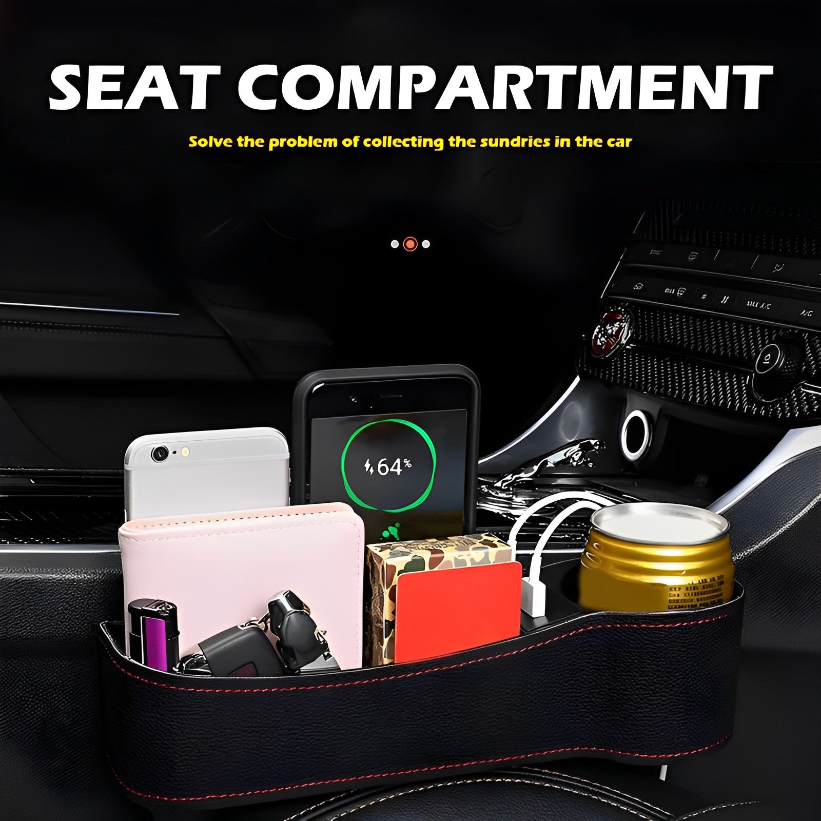 Left Side Car Seat Gap Filler Phone Holder Storage Box Organizer Bag  Accessories